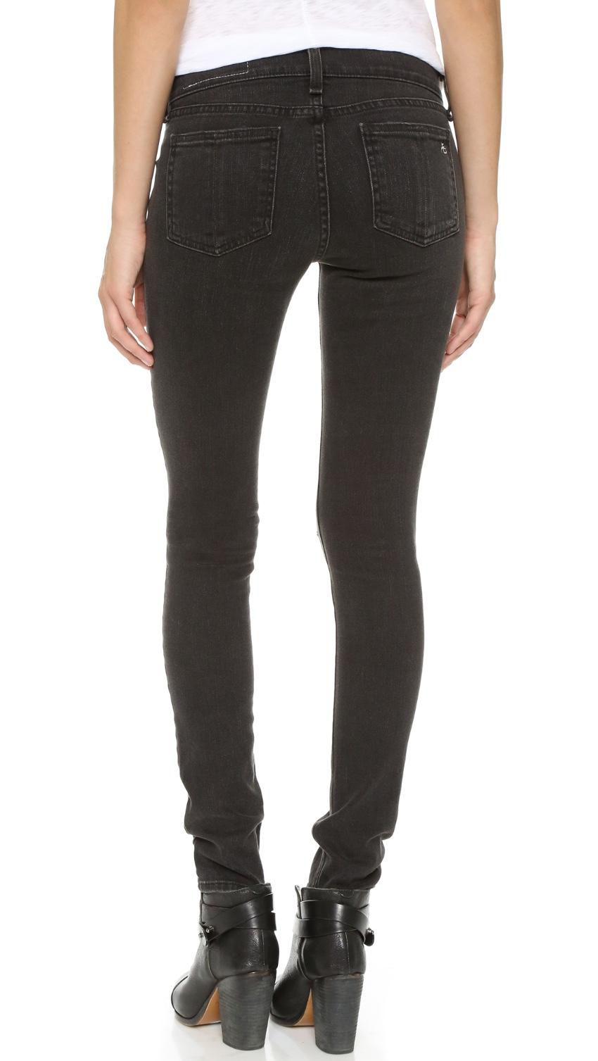 Rag and Bone Skinny Jeans in black with holes