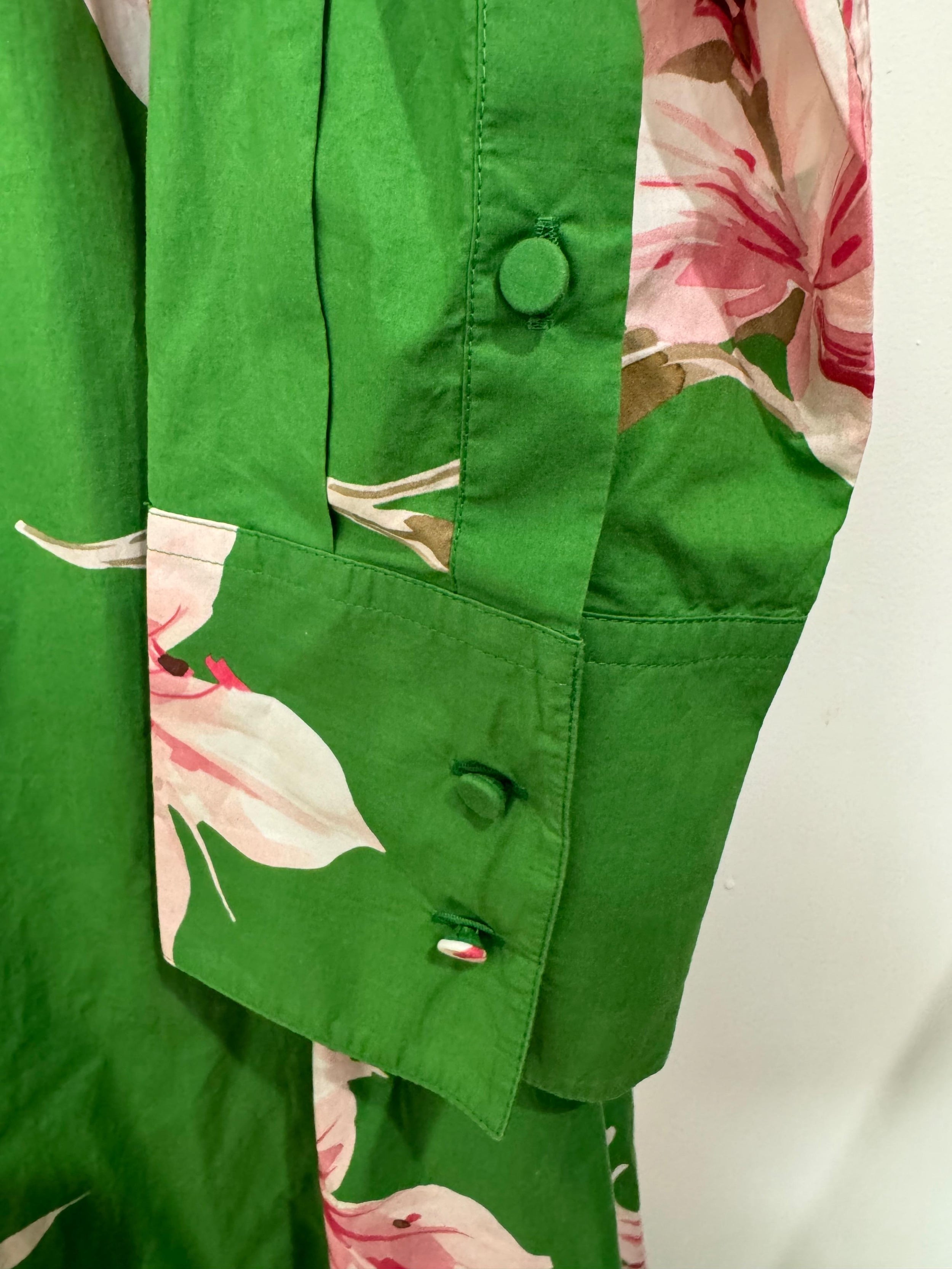 Valentino Green Floral Lilium Shirt Dress
