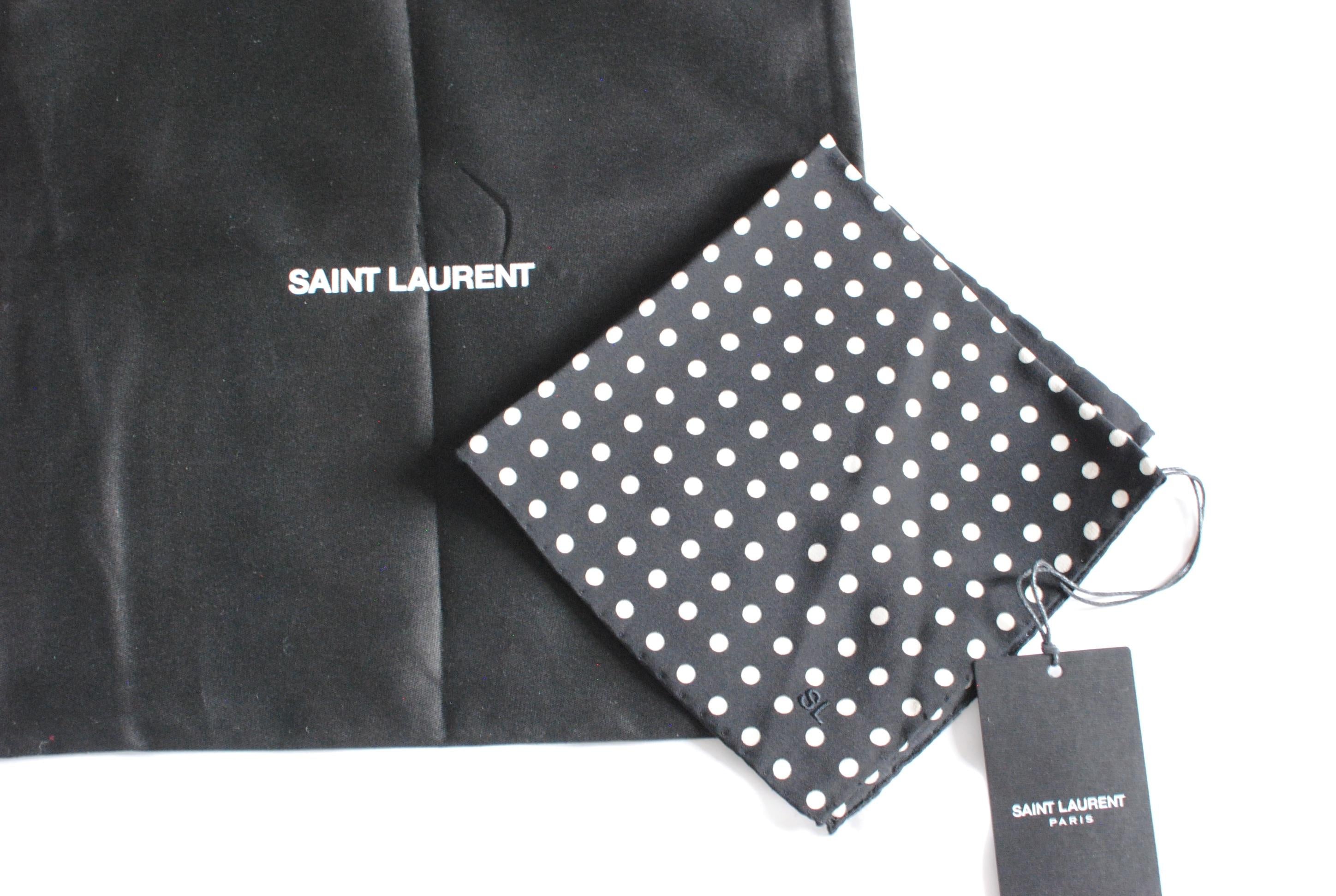 Saint Laurent Polka Dot Silk Square 32x32cms