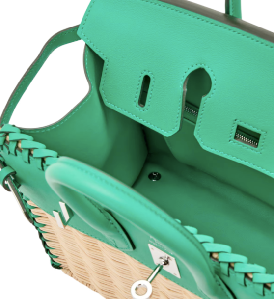 Limited Edition Hermès Birkin 25 Picnic Osier Wicker/Swift Vert Menthe Palladium Hardware