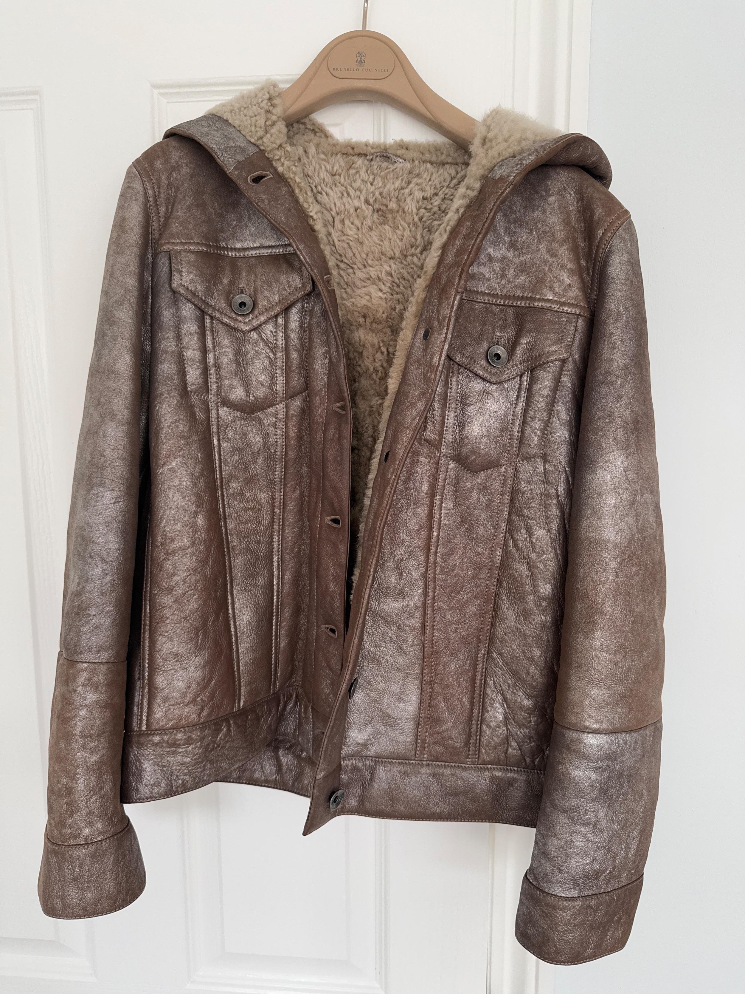 Brunello Cucinelli Metallic Brown Suede Jacket