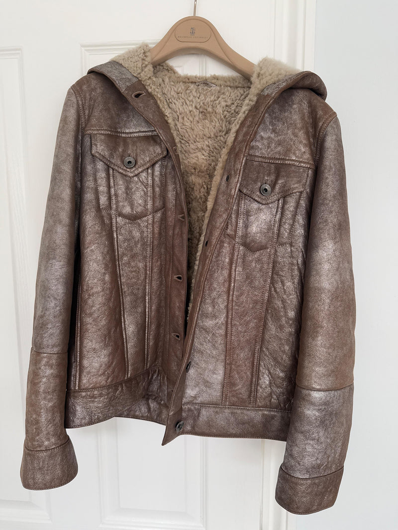 Brunello Cucinelli Metallic Brown Suede Jacket