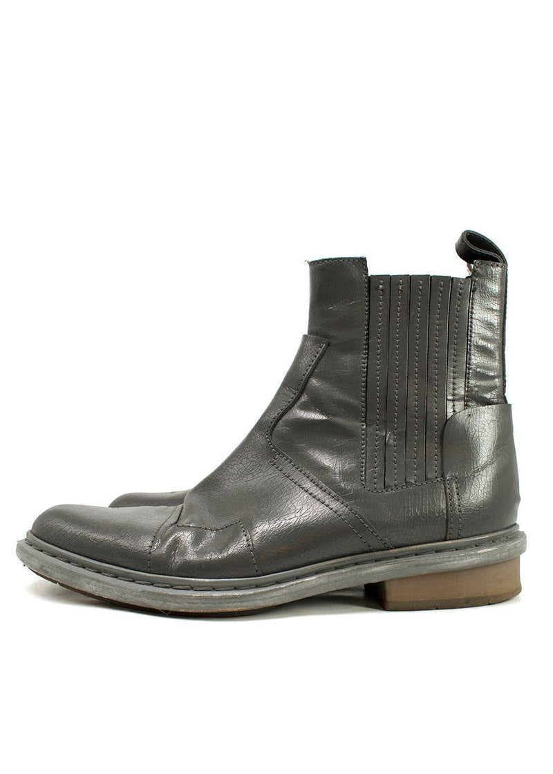Balenciaga Grey Distressed Leather Chelsea Boots