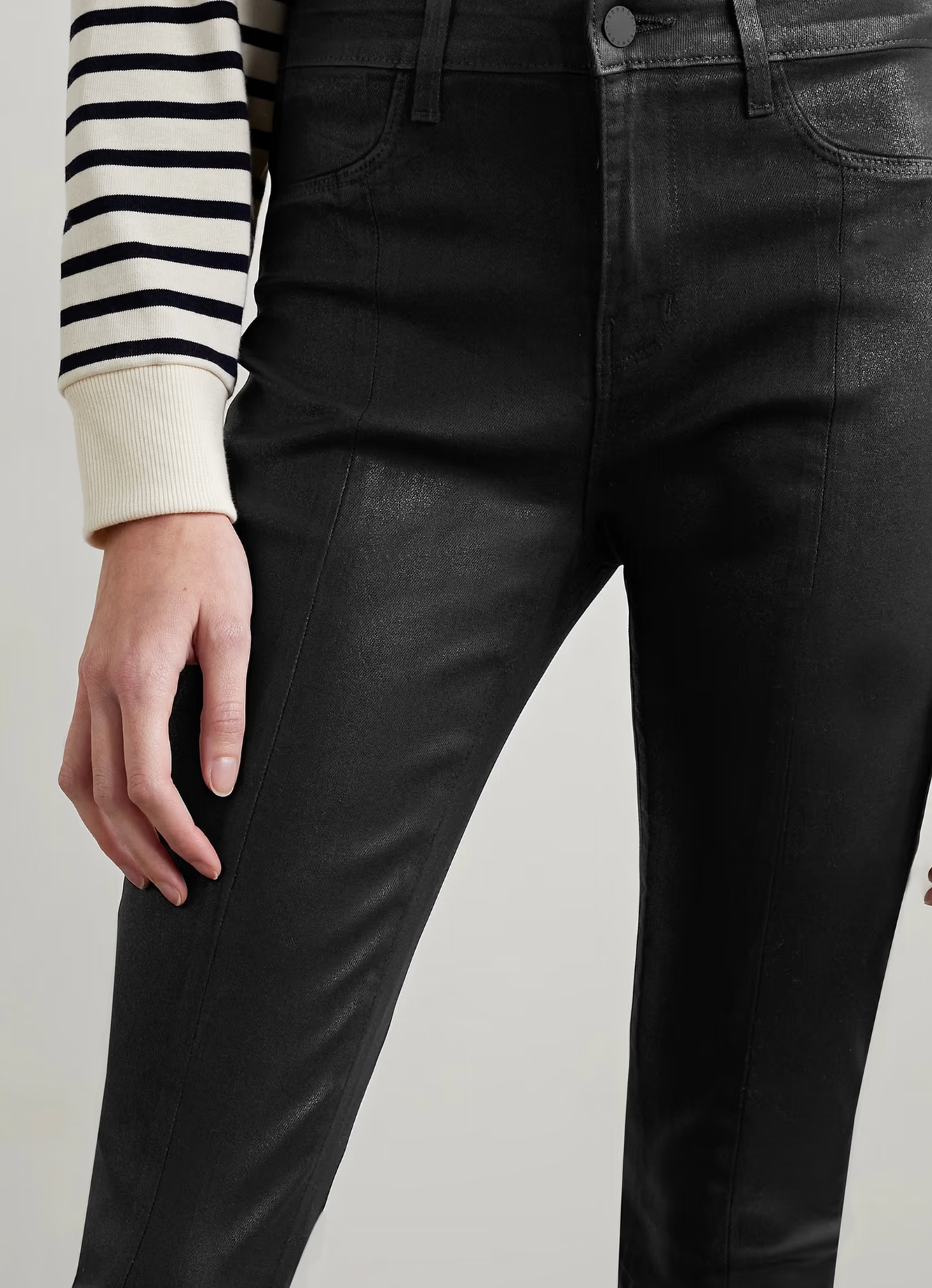 L'Aagence Jyothi Coated High-Rise Skinny Jeans