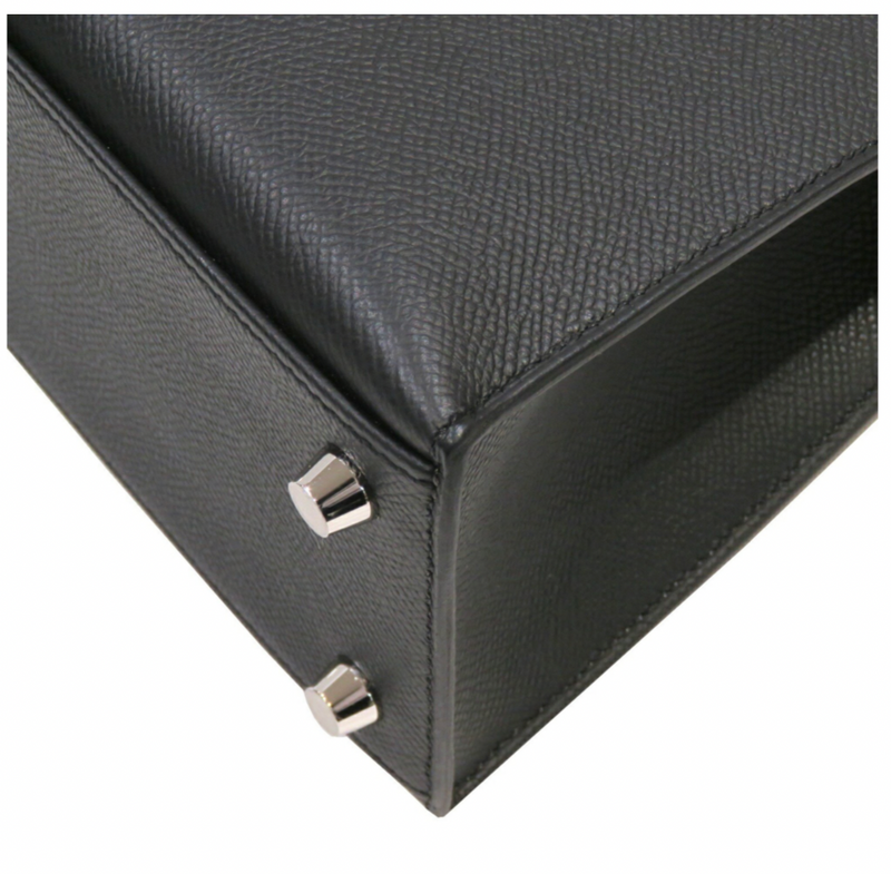 Hermès Kelly 25 Black Epsom With Silver Hardware