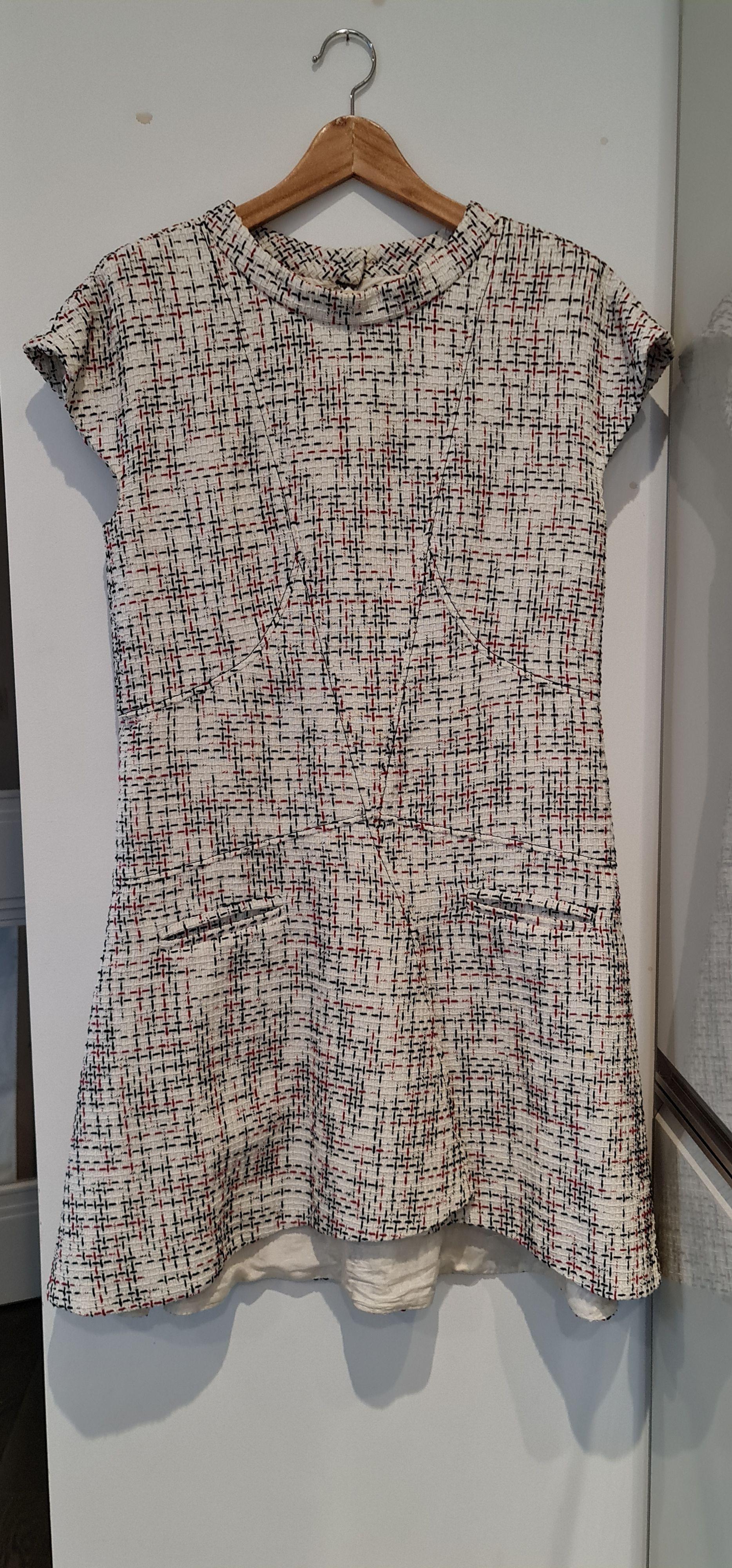 Chanel White Checked Tweed Dress