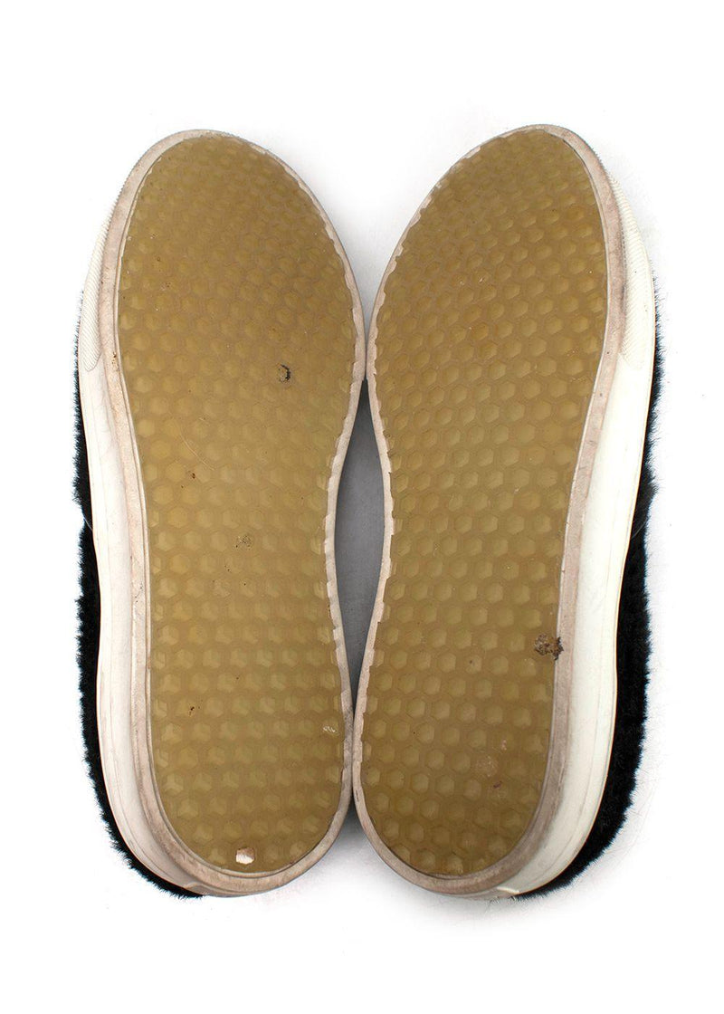 Celine Black Pony Hair Slip On Sneakers