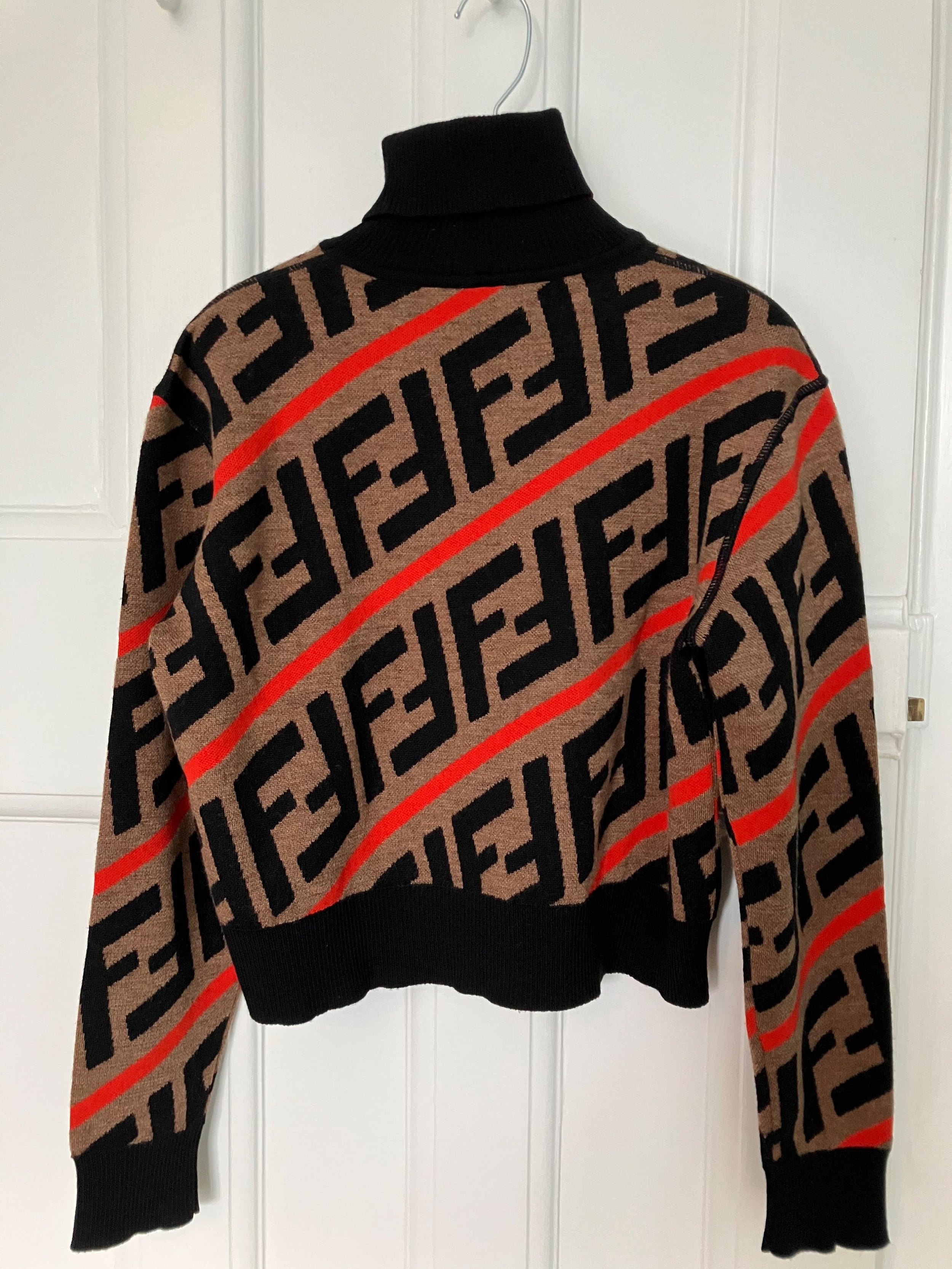 Fendi Kids Monogram Wool Turtle Neck Jumper