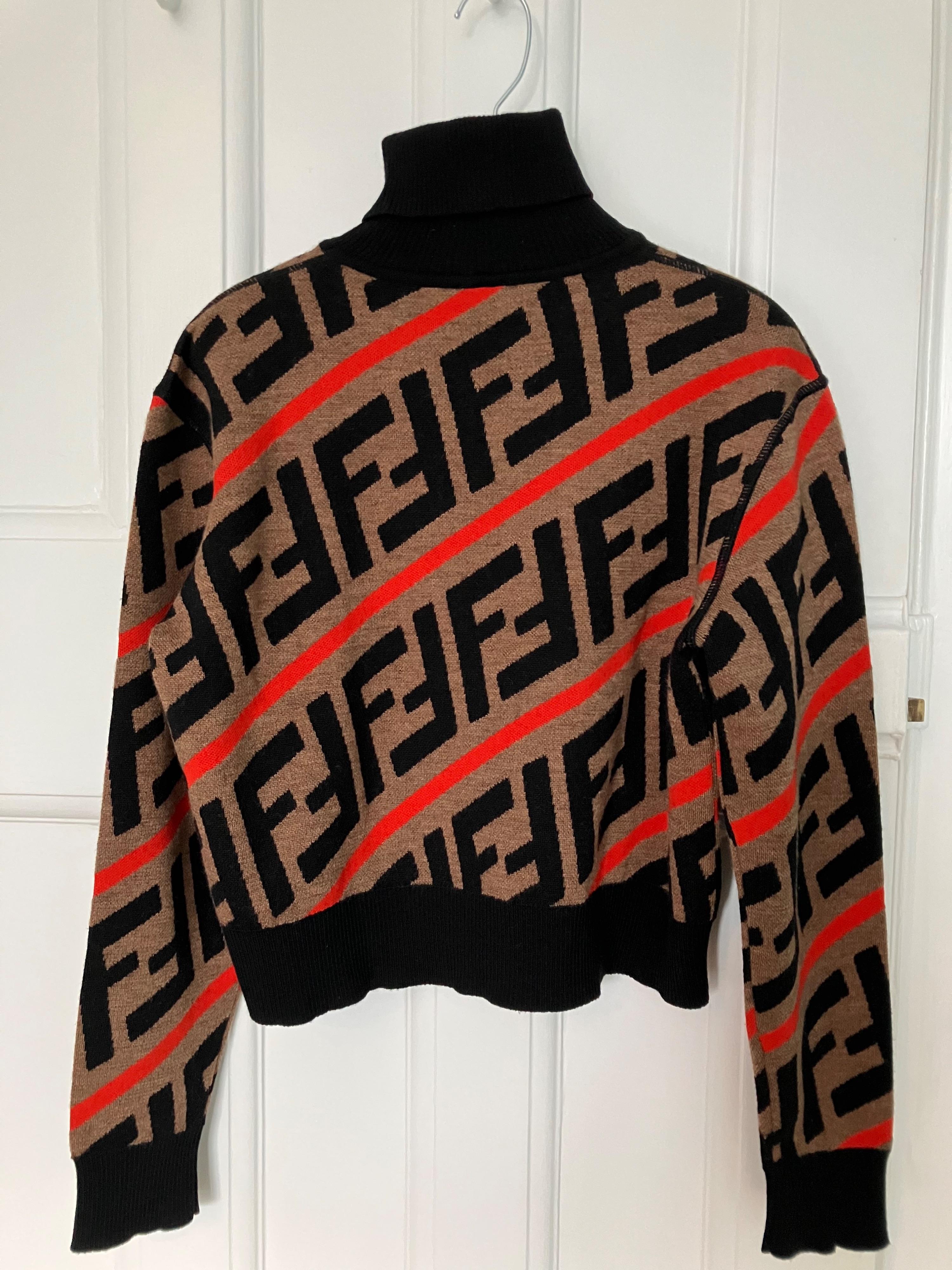 Fendi Kids Monogram Wool Turtle Neck Jumper