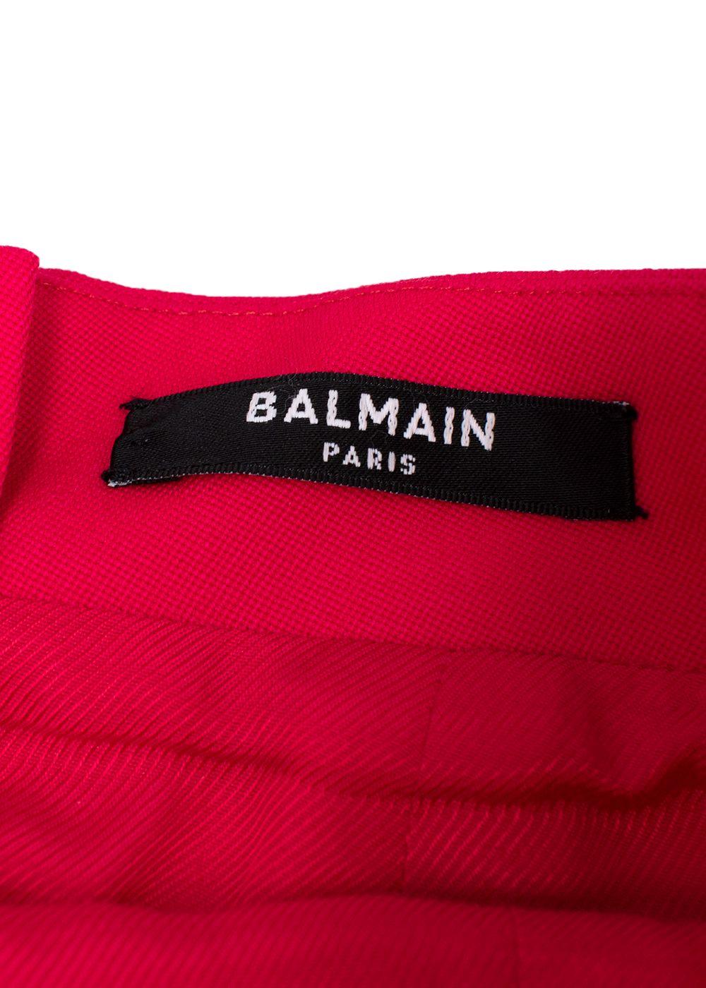 Hot Pink High Waist Grain De Poudre Wool Pencil Skirt