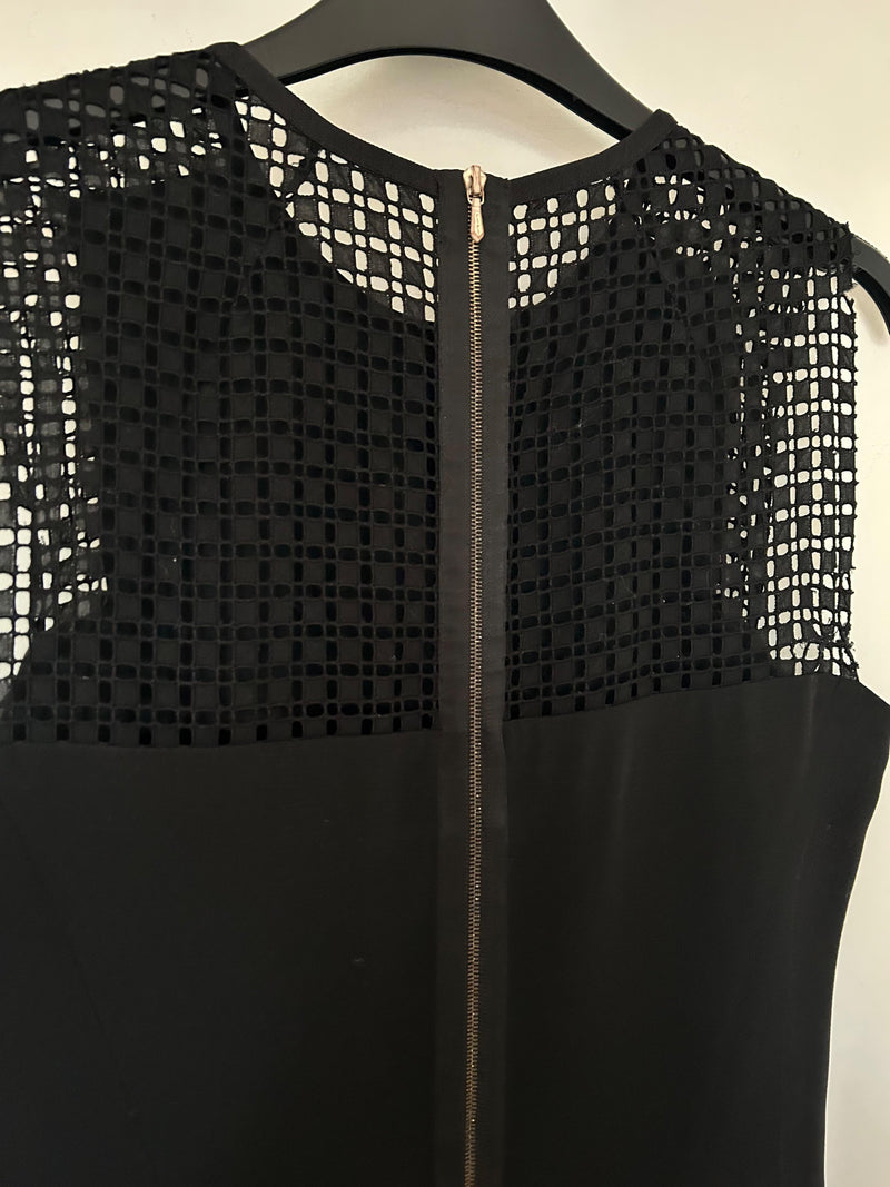 Victoria Beckham Black Lace Insert Midi Dress