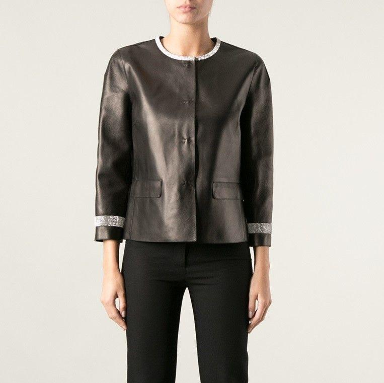 black leather cropped jacket