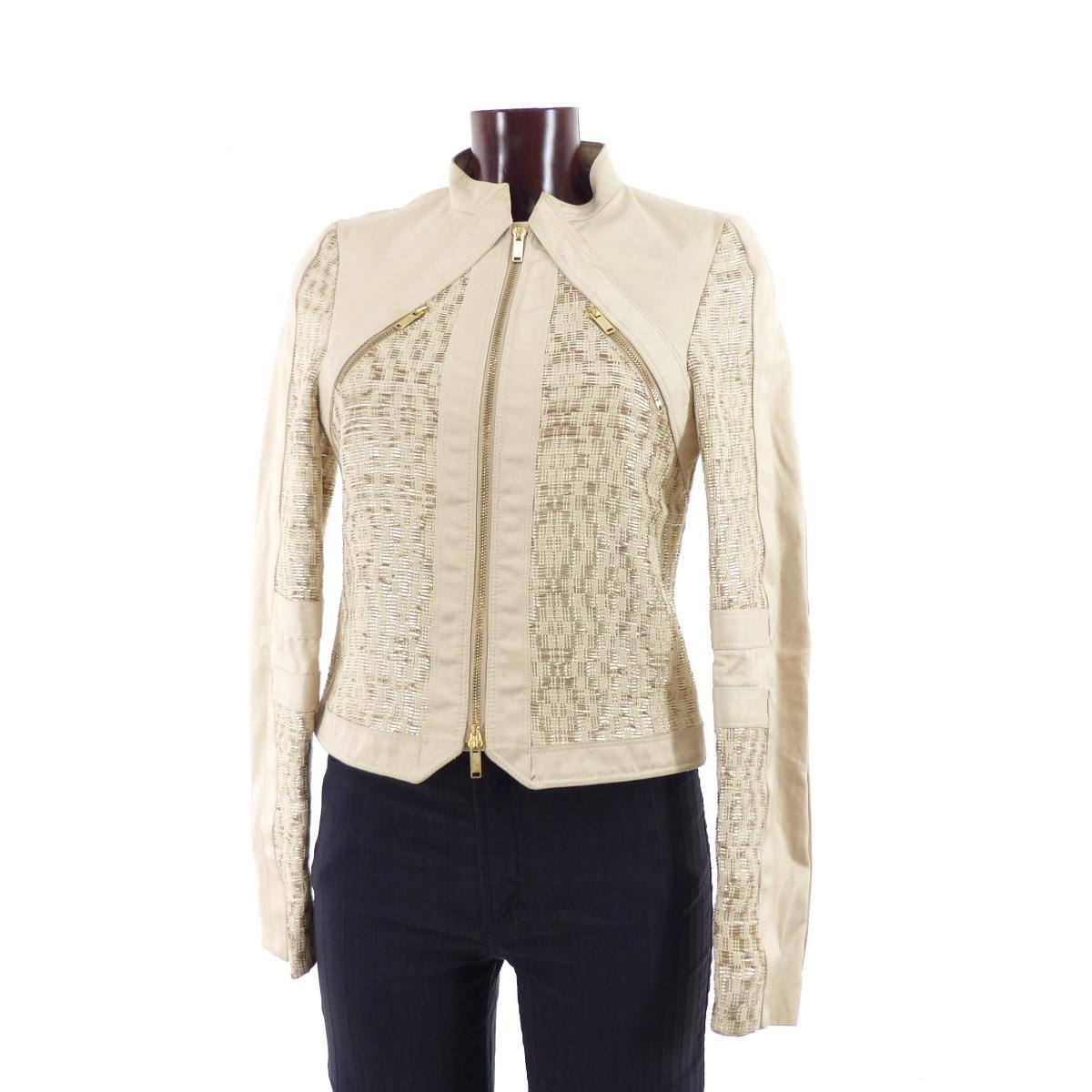 Gucci Beige & Gold Leather Jacket