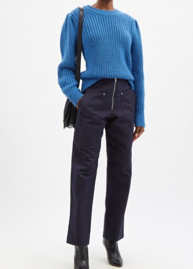 Isabel Marant Etoile Navy 'Phil' Trousers with Silver Zip