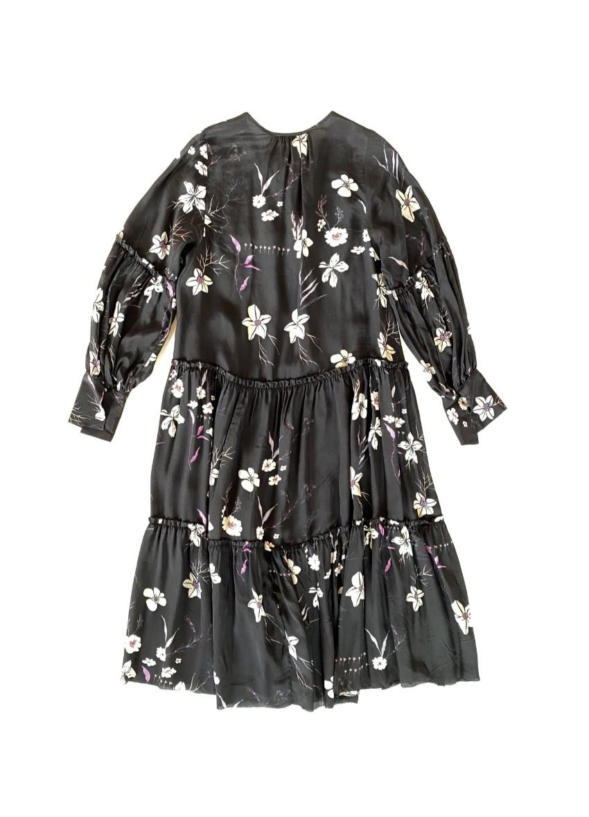 Closed Floral Print Satin Dress