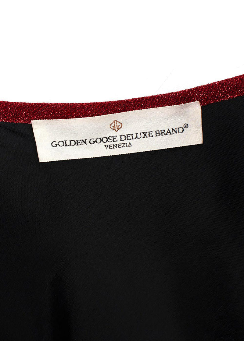 Golden Goose Red Glitter Flared Midi Skirt