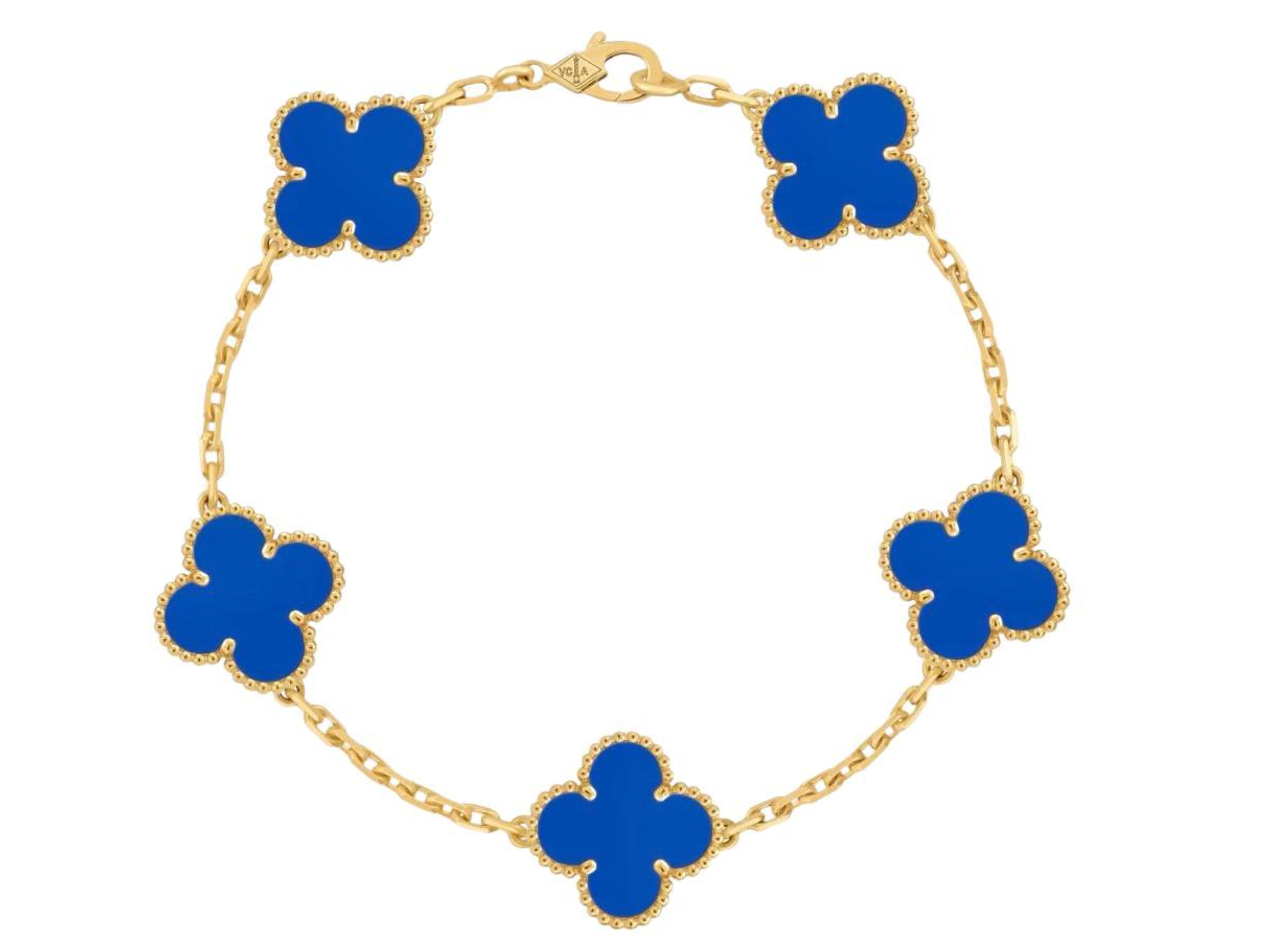 Van Cleef & Arpels vintage alhambra bracelet 5 motifs in blue agate