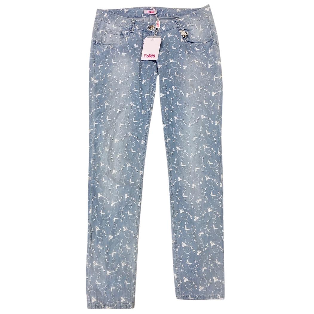 Blumarine Filigree Embroidered Pale Blue Jeans
