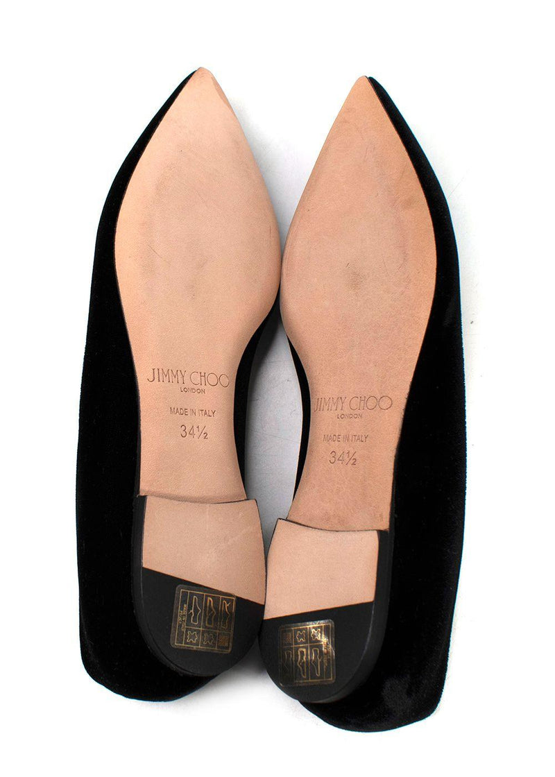 Jimmy Choo Romy Flat Black Velvet Pointy Toe Flats