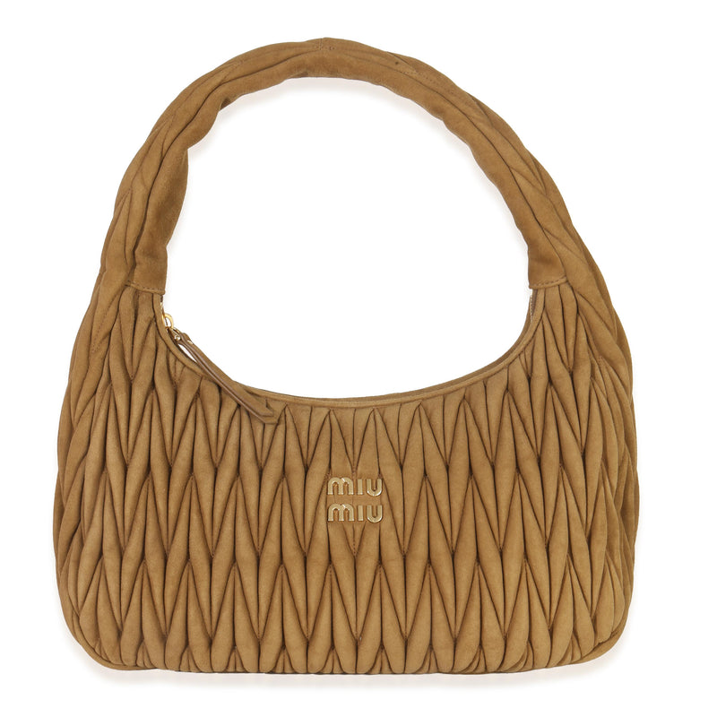 Miu Miu Brown Suede Matelasse Wander Hobo