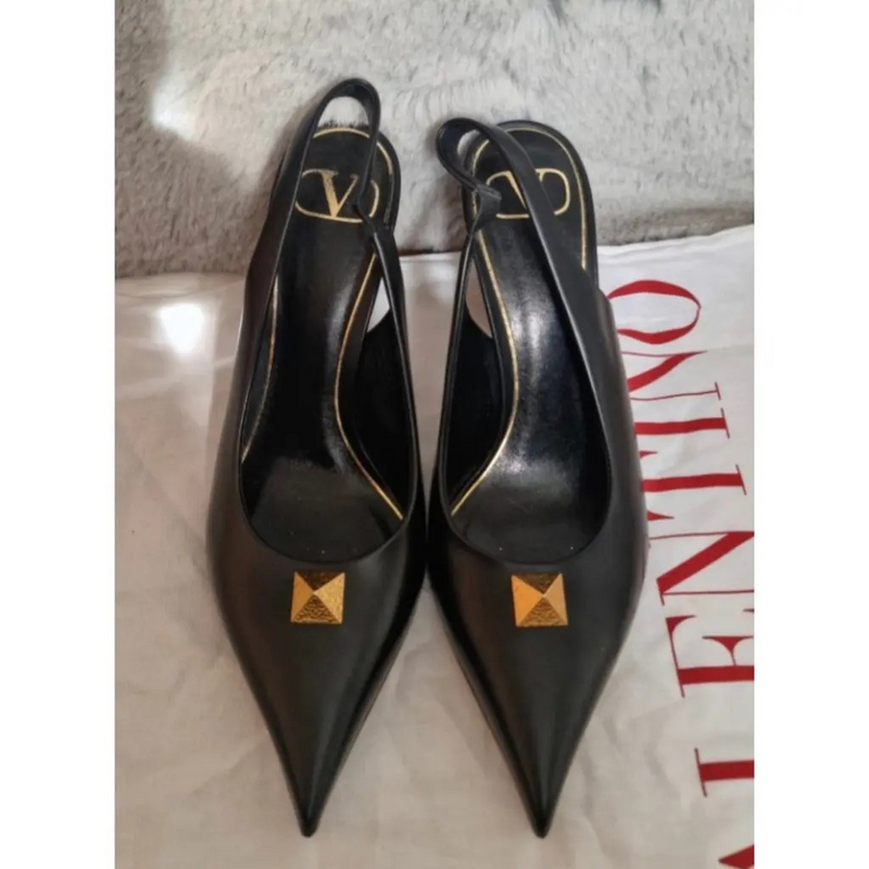 Valentino Garavani Black Canvas and Leather Heeled Shoes