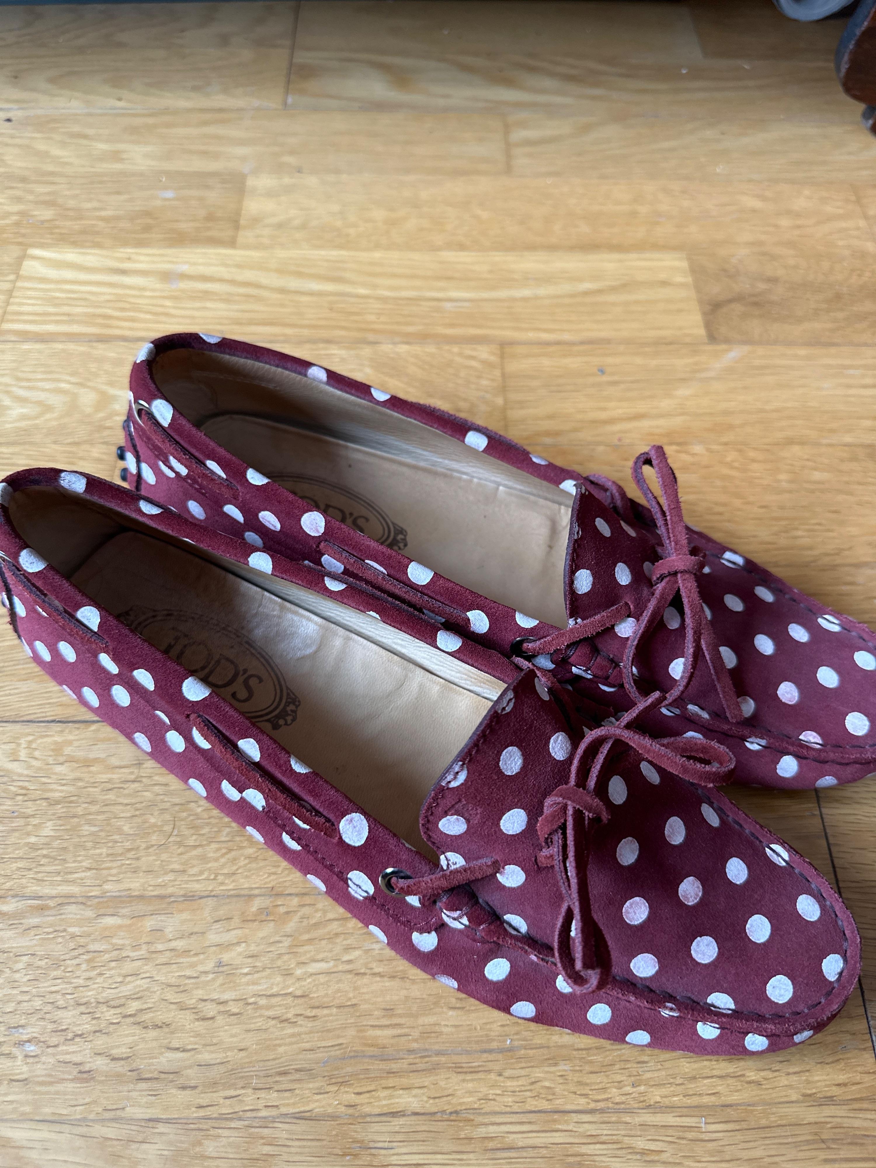 Polka Dot Suede Driving Mocassins