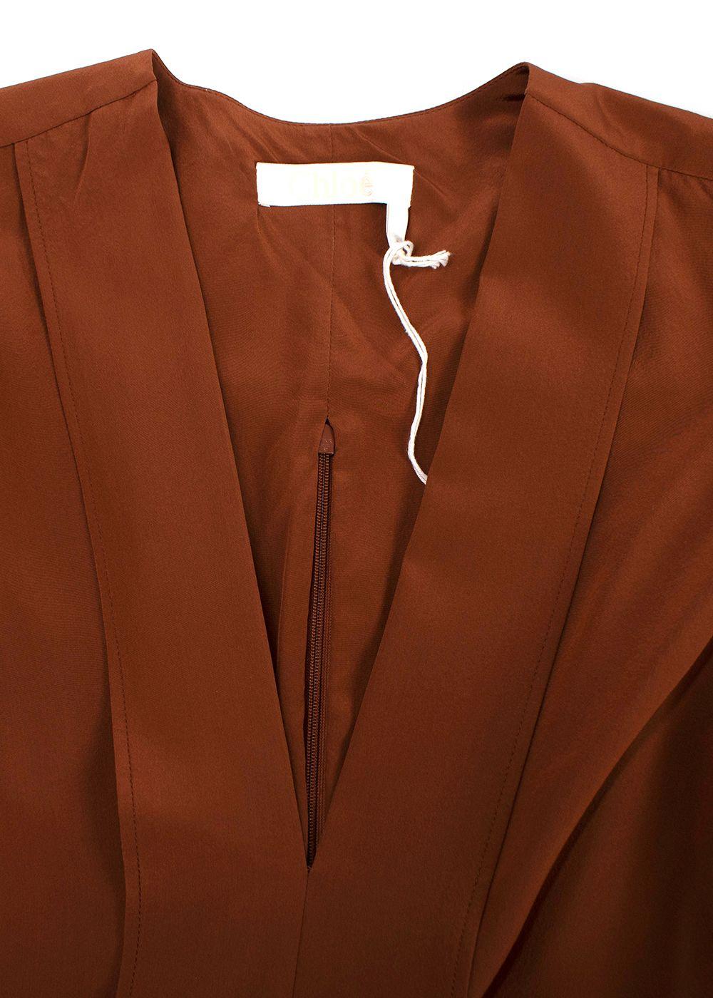 Chloe Wildwood Brown Silk V Neck Blouse