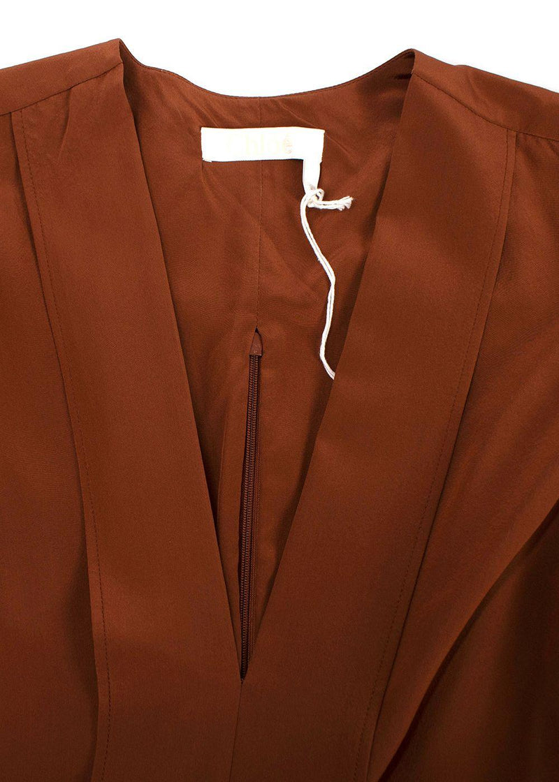 Chloe Wildwood Brown Silk V Neck Blouse