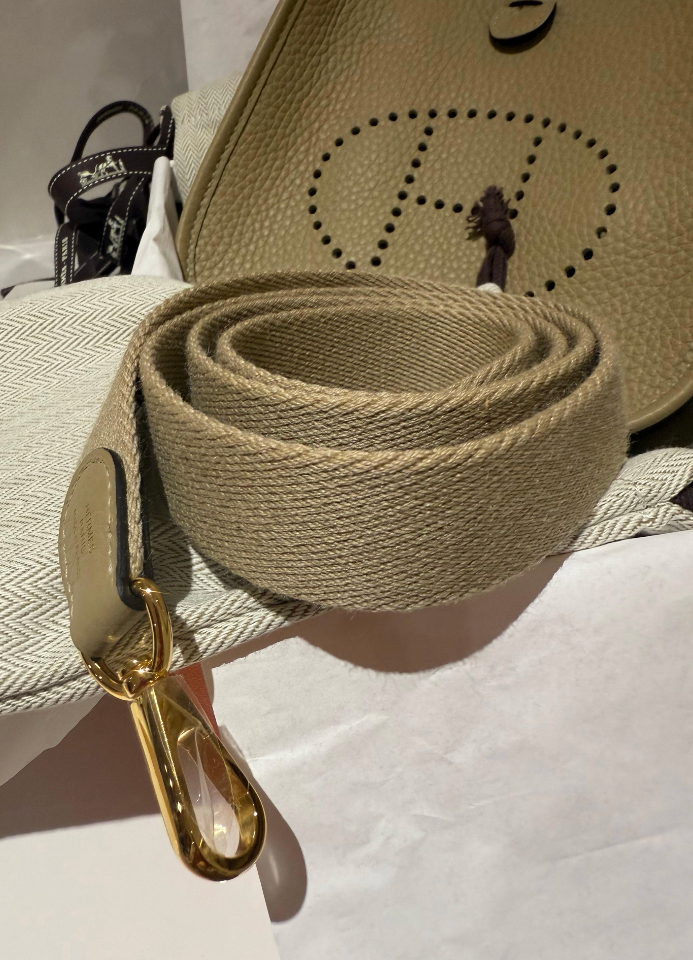 Hermes Mini Evelyne 16 Beige Marfa Clemence