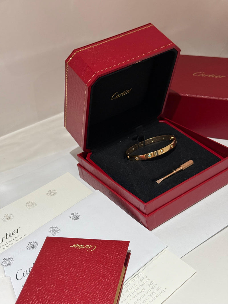 18 ct Rose Gold 10 Diamond Love Bracelet Size 17