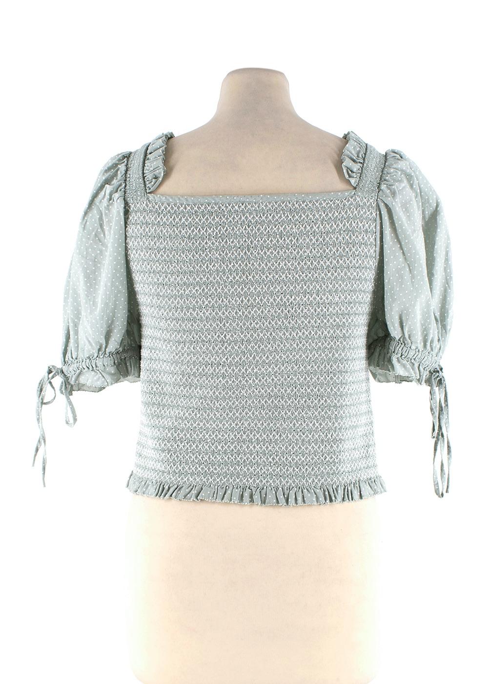 Pale Green Shirred Tilly Smock Top