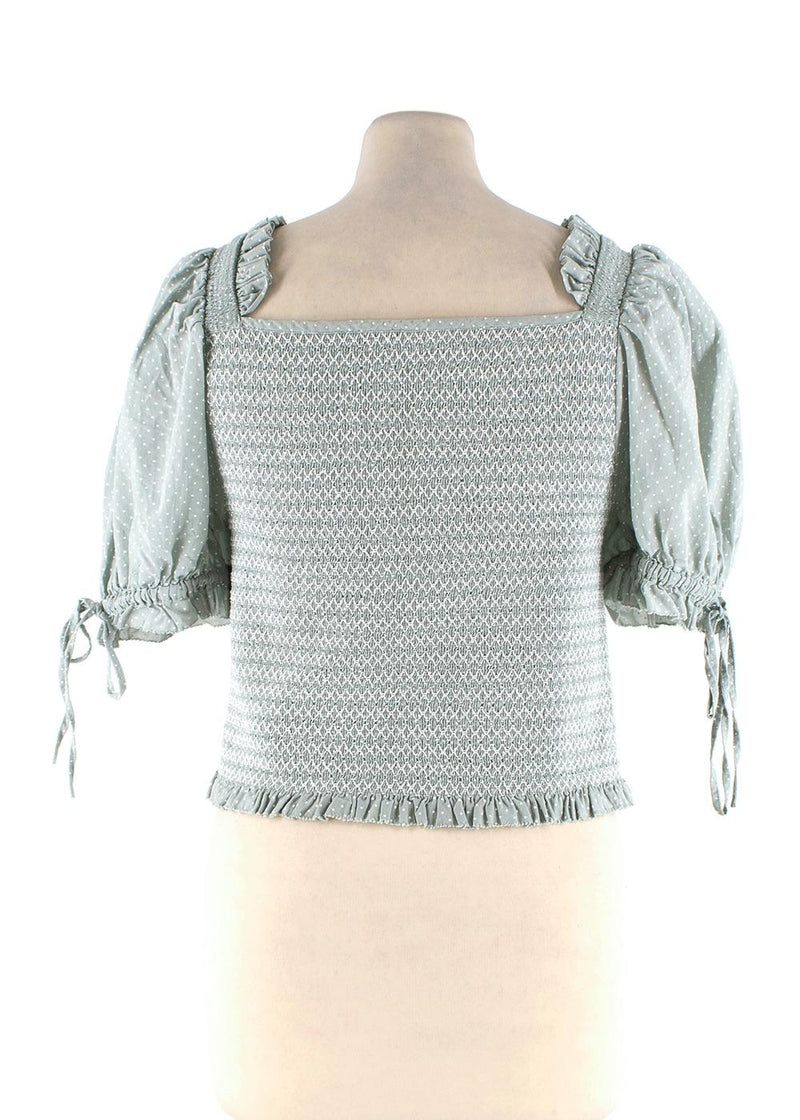 Pale Green Shirred Tilly Smock Top