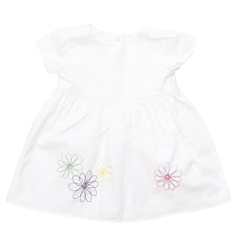 2 Angels girl's white dress with embroidered flowers