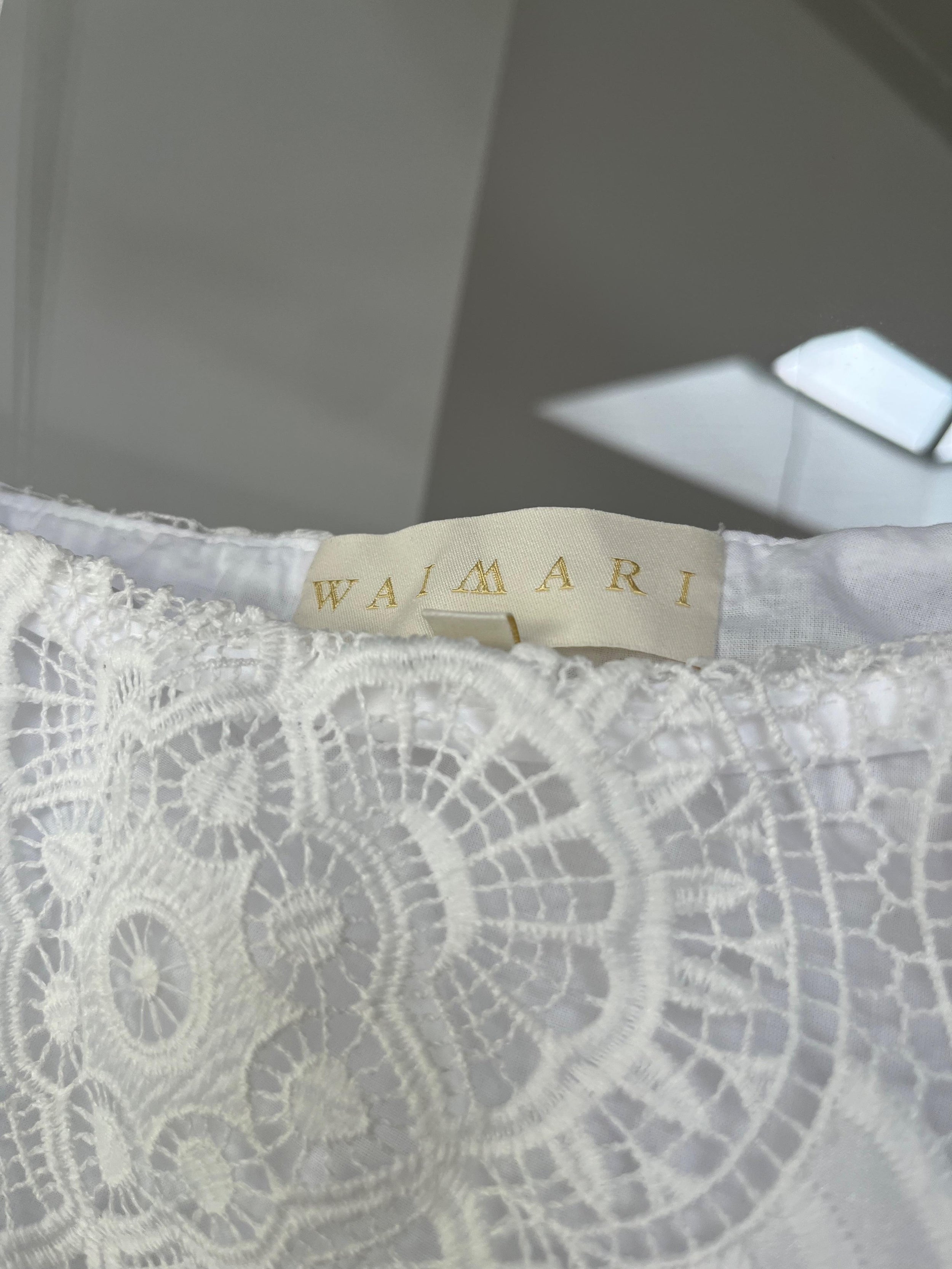 Waimari White Mangler One Shoulder Lace Midi Dress
