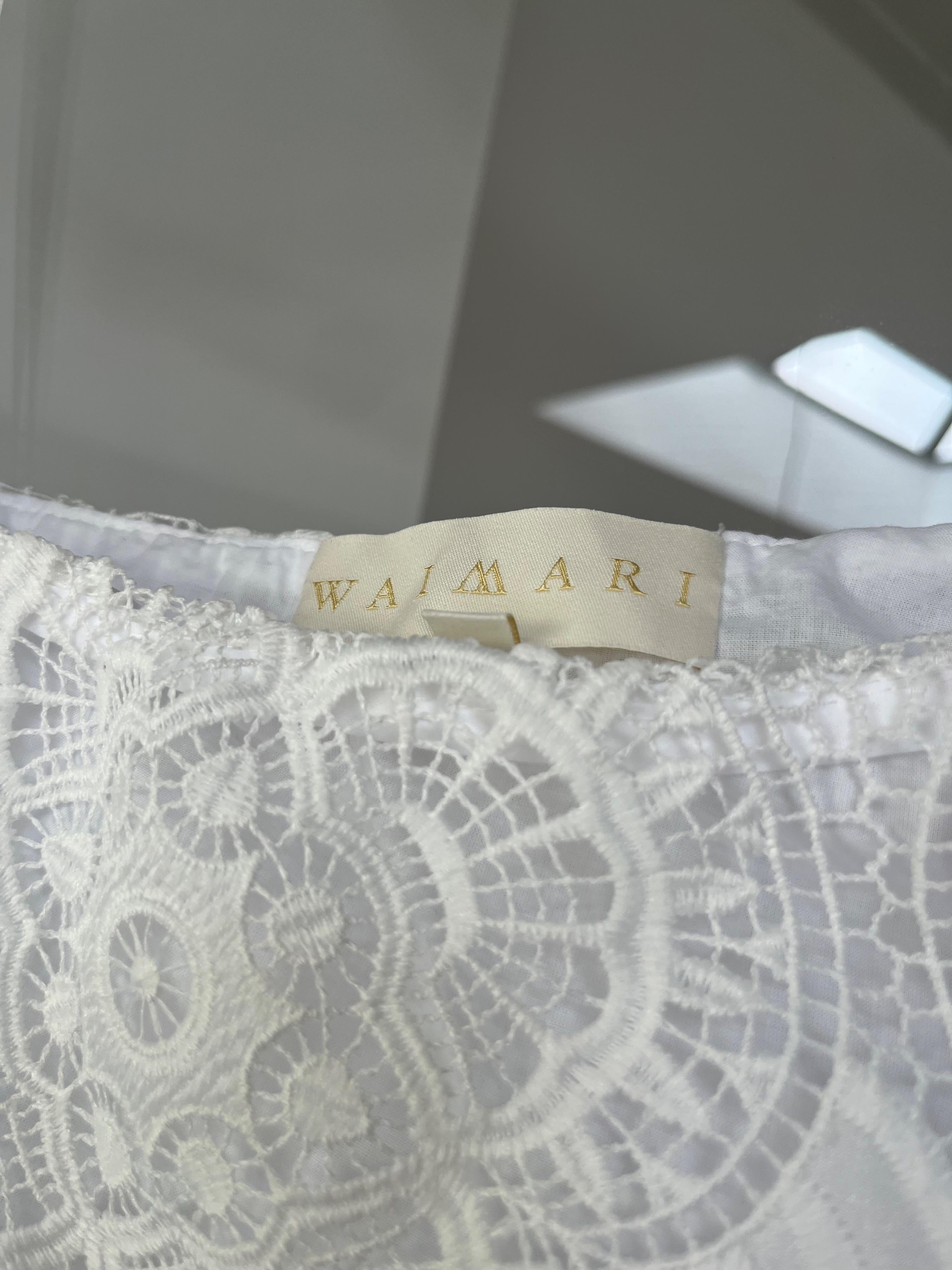 Waimari White Mangler One Shoulder Lace Midi Dress