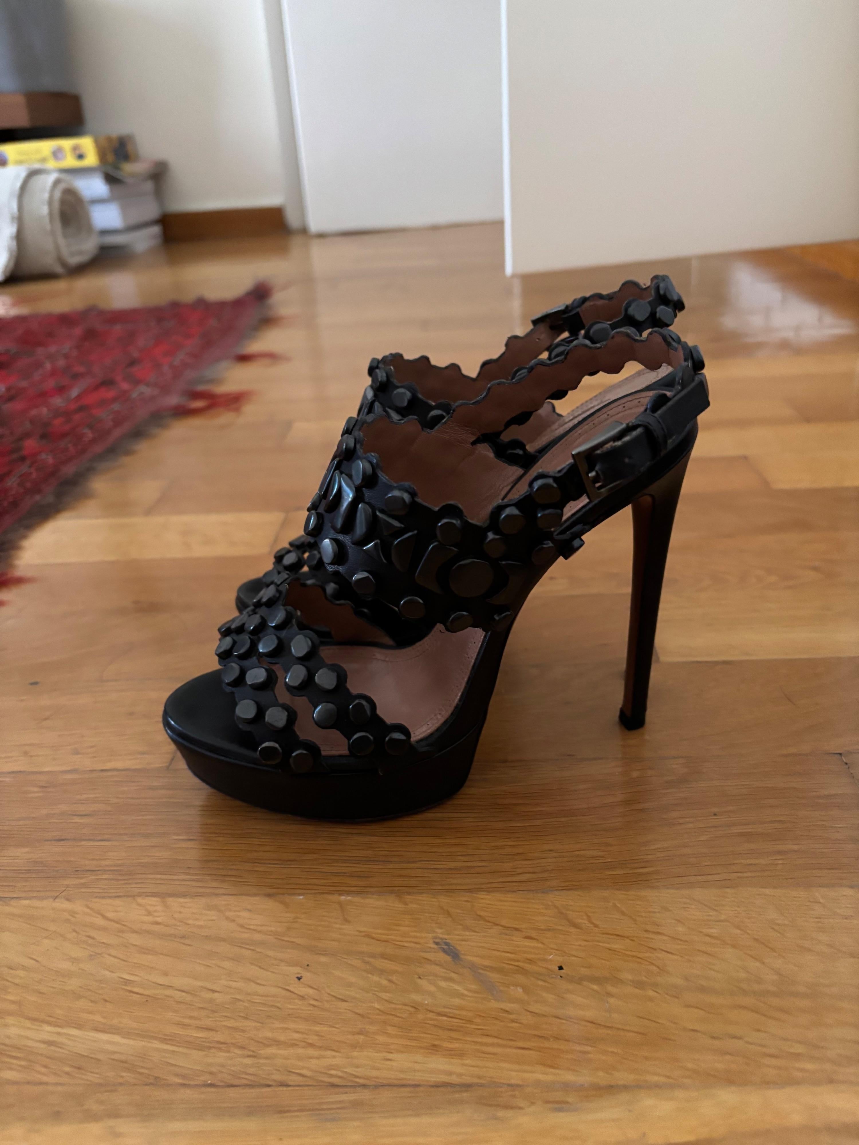 Alaia Navy Blue Platform Sandals