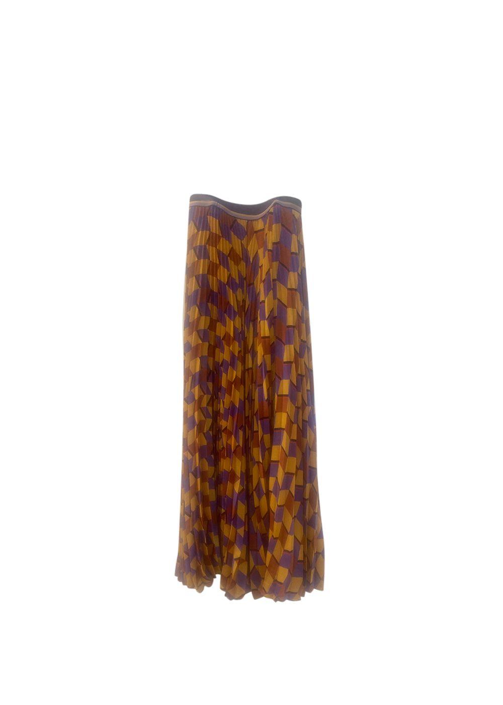 Geometric Multicoloured Pleated Midi Skirt