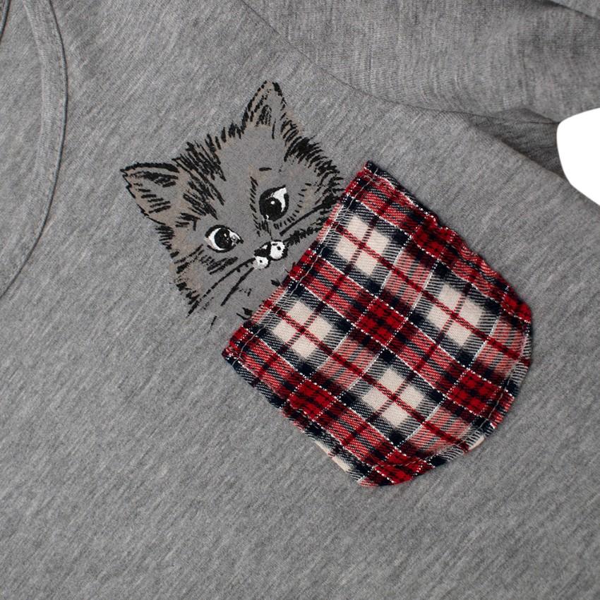 Lili Gaufrette Grey Long Sleeve Kitten Pocket T-Shirt