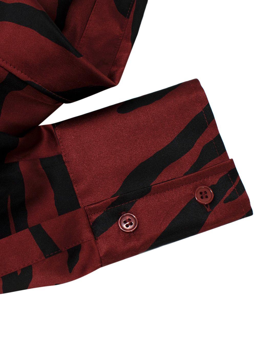 Ganni Deep Red Tiger Print Silk Shirt