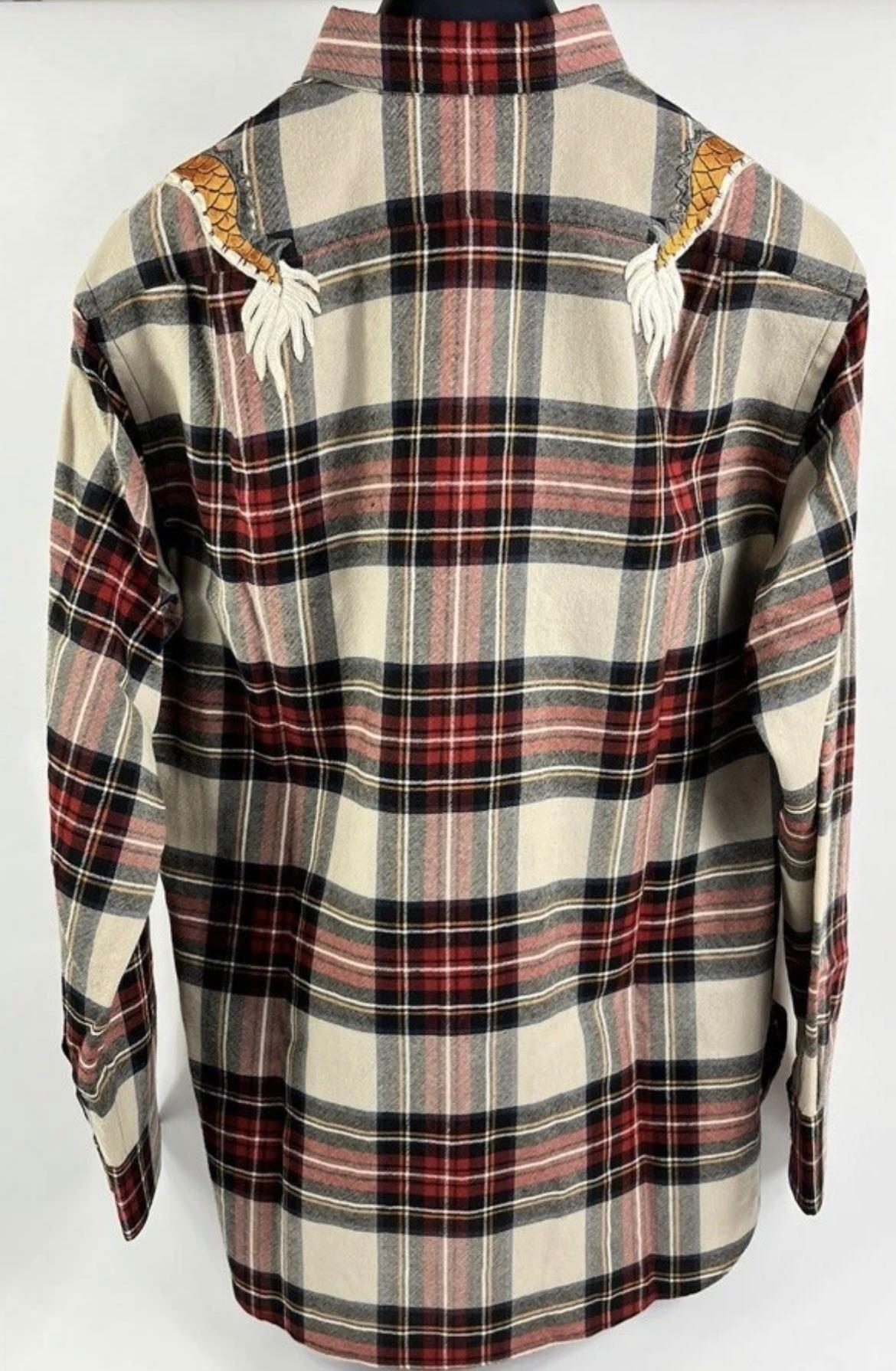 Gucci  Embroidered Tartan Flannel Shirt