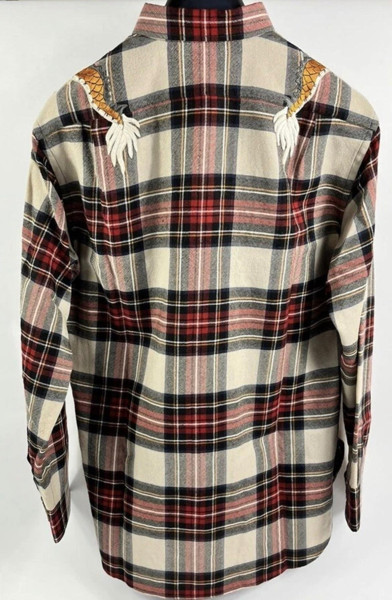 Gucci  Embroidered Tartan Flannel Shirt