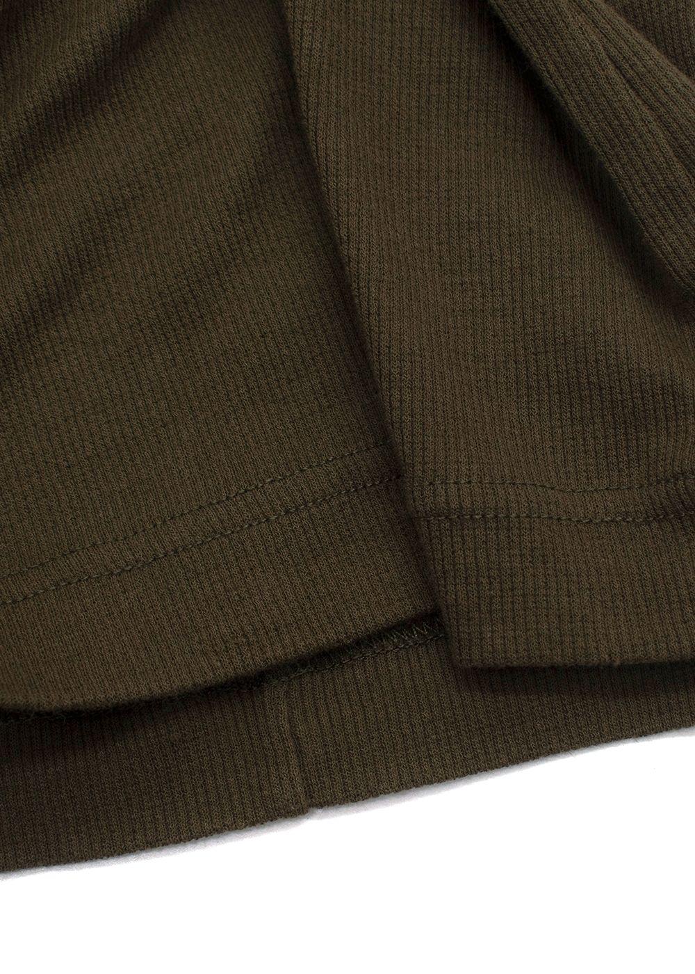 Dolce & Gabbana Khaki Ribbed Lace Up Detail Top