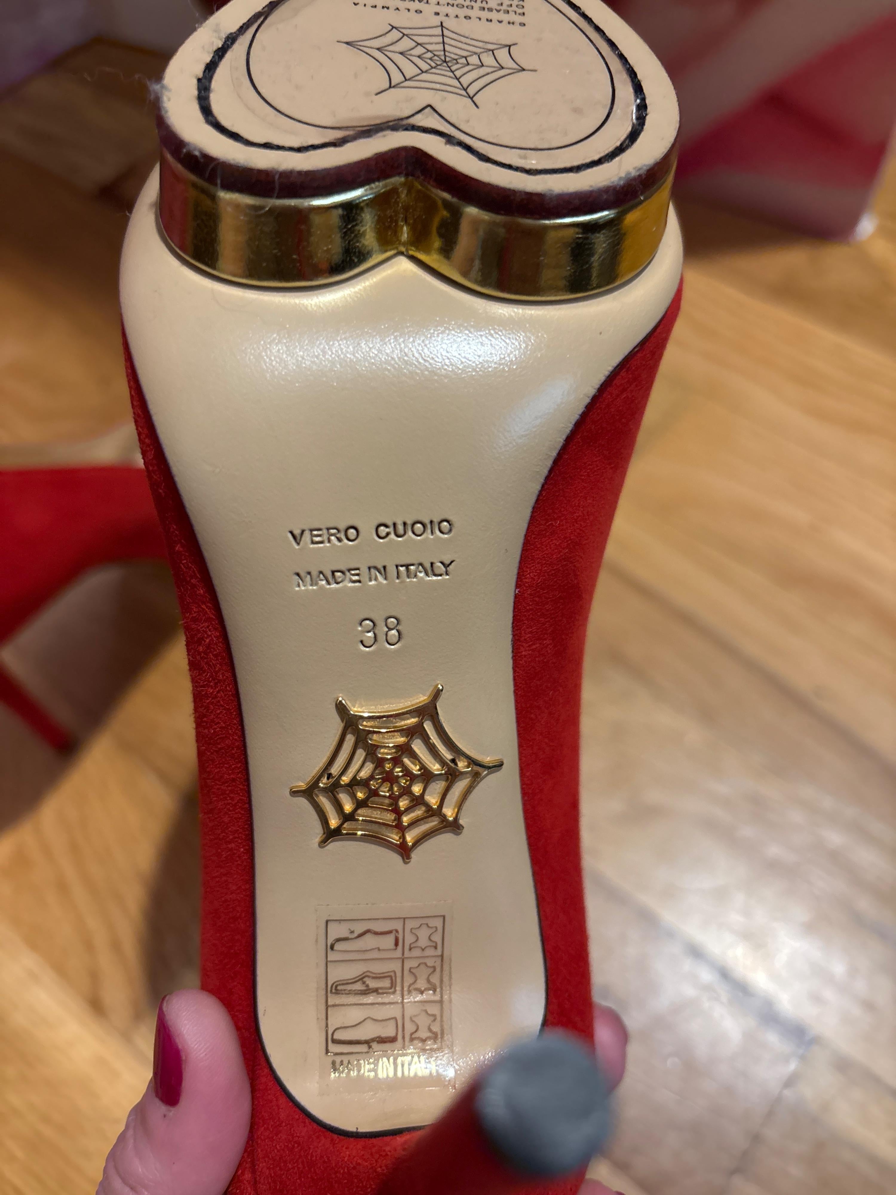 Charlotte Olympia Red Suede Platform Pumps