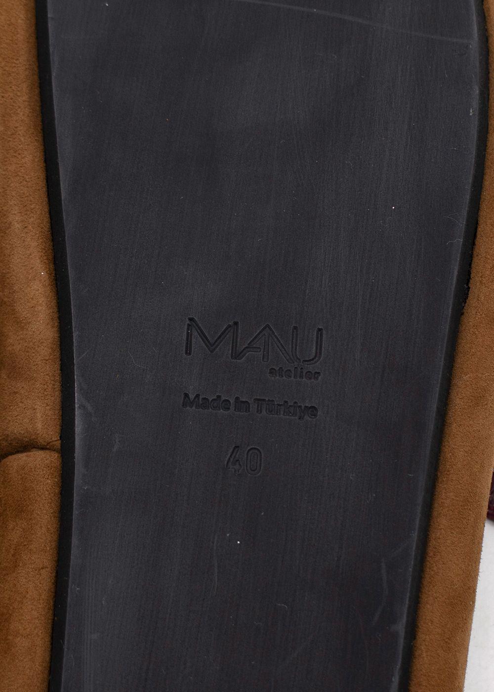 Manu Atelier Tobacco Suede Cage Chunky Slides