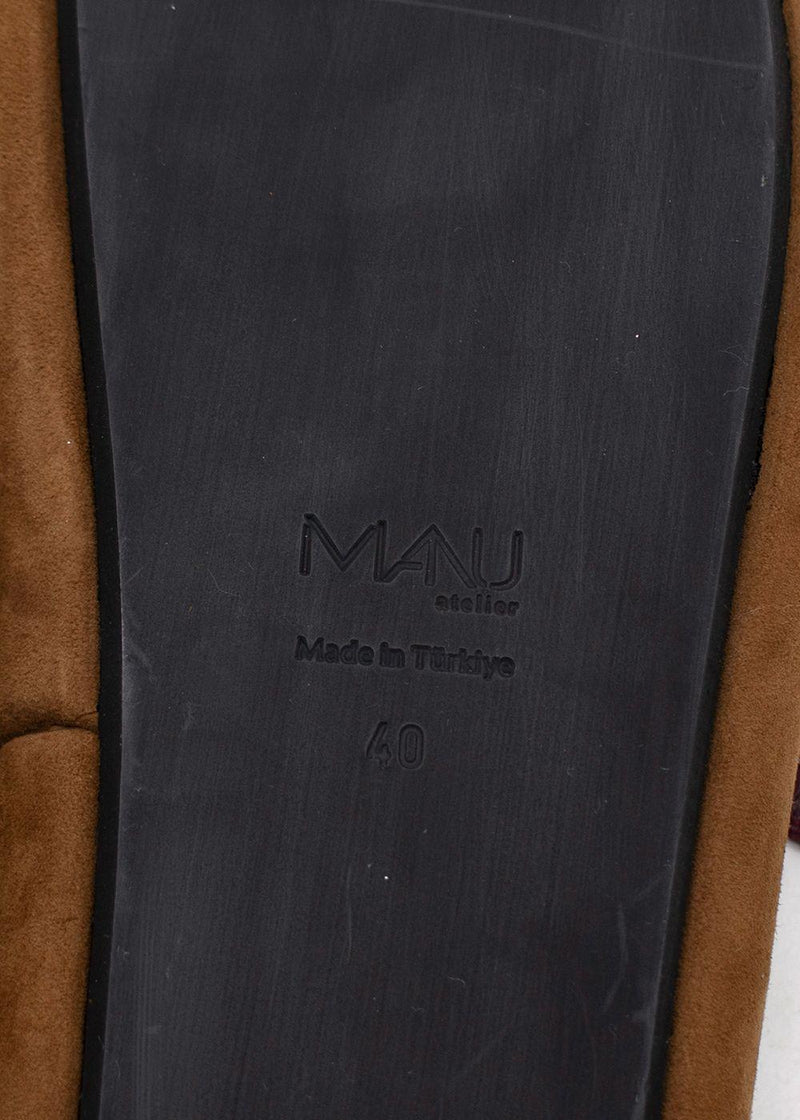 Manu Atelier Tobacco Suede Cage Chunky Slides