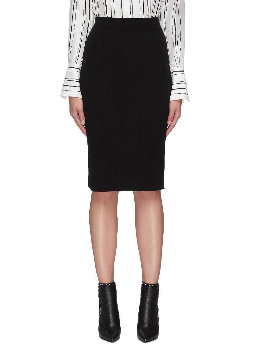 L'Agence Black Jessica Knit Midi Skirt
