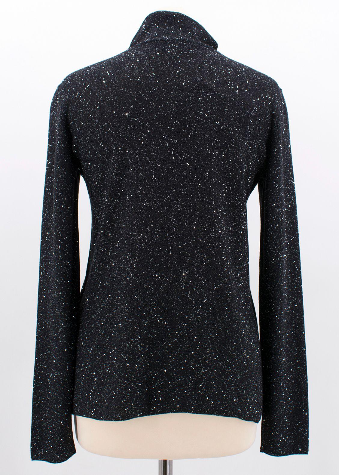 Sequin Polo Neck Silk Blend Knit Jumper