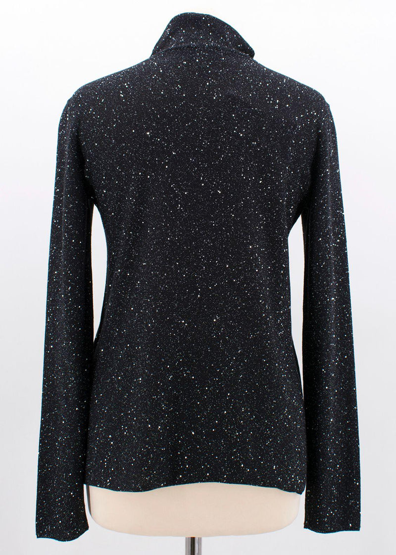 Sequin Polo Neck Silk Blend Knit Jumper