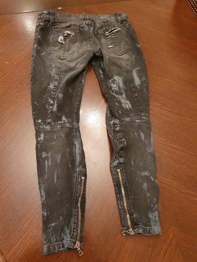 Balmain Grey Low Rise Distressed Jeans