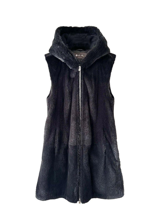 Loro Piana Grey Mink Fur & Baby Cashmere Hooded Gilet
